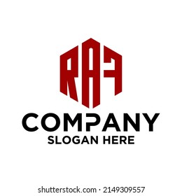 Initial R A F hexagon logo vector
