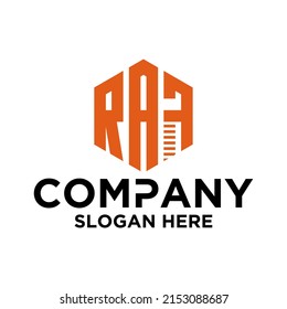 Vector de logotipo inicial R A F hexagón