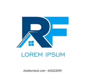 initial R F real estate logo vector