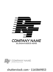 Initial R F speed line logo template vector