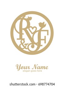 Initial R & F wedding logo template vector
