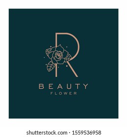 Initial R Flower Beauty Letter Logo Design Vector