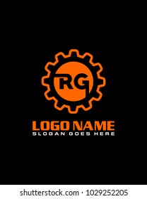 Vector de plantilla de logotipo de engranajes de R y G inicial