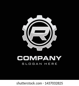 Initial R gear logo template vector illustration