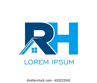 initial R H real estate logo vector