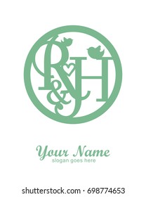 Initial R & H wedding logo template vector