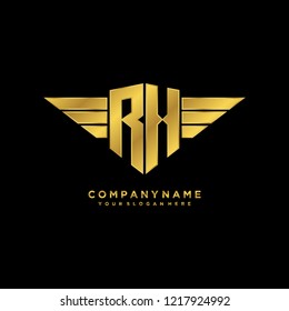 Initial R H wing logo template vector