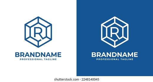 Initial R Hexagon Diamond Logo, suitable for any business with R initial.