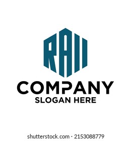 Initial R A I hexagon logo vector