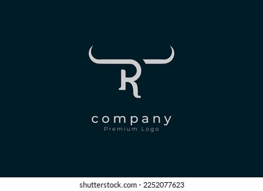 Initial R horn Logo, minimalist letter R with horn design logo, vector illustration