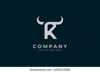 Initial R horn Logo. minimalist letter R with horn design logo, vector illustration