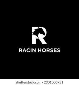 initial R and horse racing logo vector