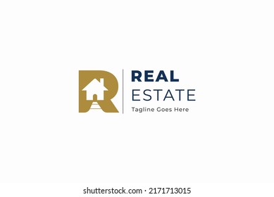 Initial R House Logo, letter R with house icon inside, usable for real estate and business logos, Flat Vector Logo Design Template, vector illustration