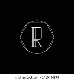 Initial R IR letter logo design in black background