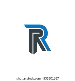 Initial R Isolated Letter Logo Black Blue