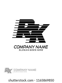 Initial R K speed line logo template vector