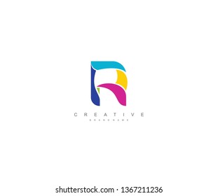 Initial R letter abstract modern colorful liquid minimalist logo