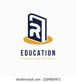 Initial R Letter with Book Icon for E Book, Library, Education, Book Store Business Logo Idea Template