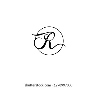 Initial R Letter Circle Script Typeface Minimal Beauty Monogram Logotype