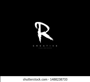 Initial R Letter Grunge Brush Letter Logo Design
