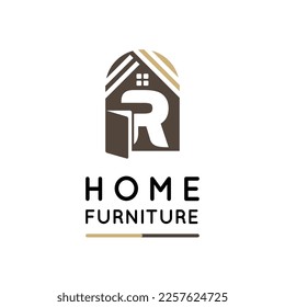 Letra R inicial para decoración casera, mobiliario, diseño, artesanía de madera, plantilla de diseño de logotipo interior