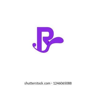 Initial R Letter Isolated Abstract Swoosh Liquid Proton Purple Color Design Logo