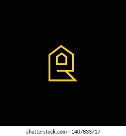 Initial R letter logo design. Real estate business logo in black background