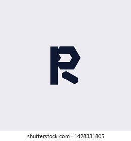Initial R letter logo design in black background