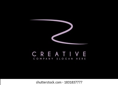 initial R letter logo design vector illustration. R flat logo isolated on black background