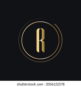 Initial R Letter Logo With Gold Color Luxury Concept. R Logo Design Modern And Premium Logo Template For Beauty, Fashion, Luxury, Spa And Cloth Brand