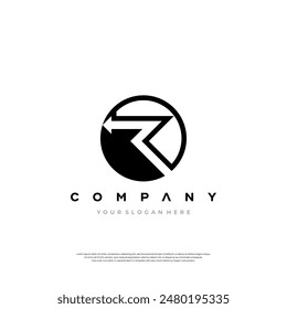 initial R letter logo swoosh design Premium Design