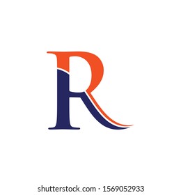 Initial R Letter Logo with wave. Letter R Creative Modern Alphabet Logo Vector Design. Abstract Sign R Letter Logo.