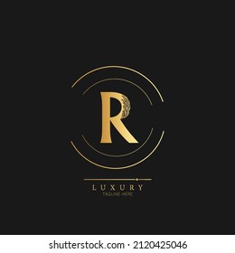 Initial R letter luxury beauty flourishes ornament monogram logo