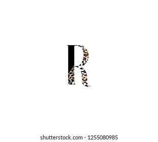Initial R Letter with Luxury Leopard Pattern Logotype