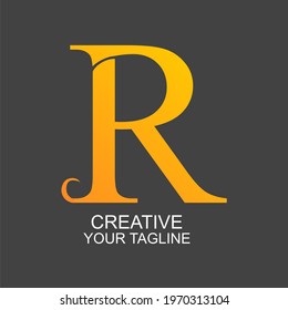 Initial R letter luxury monogram logo with gold color, brand logo, corporate logo, business logo