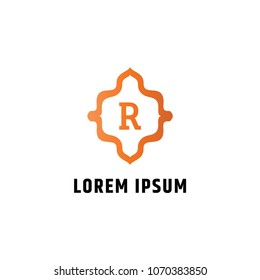 Initial R Letter With Simple Asbstract Shape. Can be adapt to Corporate identity, logo, icon, symbol and brand identity