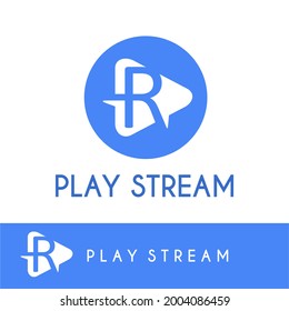 Initial R Letter Simple Modern Multimedia, Video Play, Film, Movie, Stream, Virtual Logo Business Concept