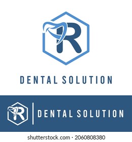 Initial R Letter with Smile for Dental Clinic Business logo Concept. Teeth Care. Dentist Orthodontist Health Care Medical Modern Logo Template