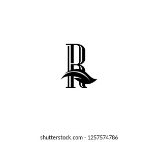 Initial R Letter Swoosh Monogram Wave Leaf Logotype