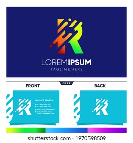 Initial R Letter Tech Logo Design Vector Graphic