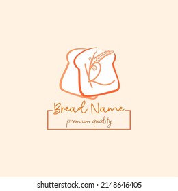 Initial R letter with wheat grain and white bread. Perfect for Bakery, Bread, Cake, Cafe, Pastry, Healthy Food, Cafetarian, Home Industries Business Logo Vector Idea.