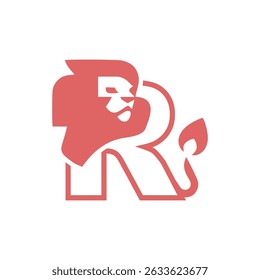 Initial R Lion Head Elegant logo icon vector design