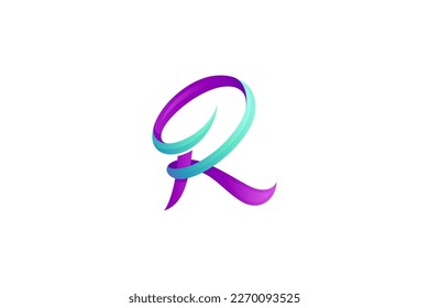 initial R logo design with modern colors in minimalist design style