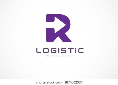 Initial R Logo. letter R with with arrow inside, Usable for Business and logistic Logos, Flat Vector Logo Design Template, vector illustration