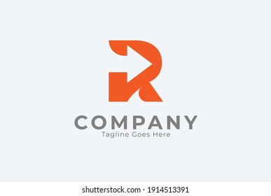 Initial R Logo, letter R with with arrow inside, Usable for Business and logistic Logos, Flat Vector Logo Design Template, vector illustration