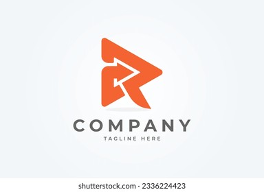 Initial R Logo. letter R with with arrow inside. Usable for Business and logistic Logos, Flat Vector Logo Design Template, vector illustration