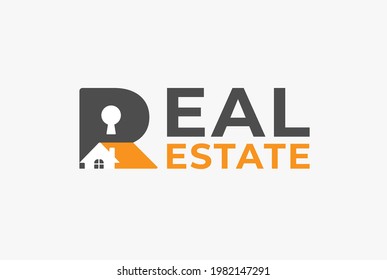 Initial R logo, letter R with home and keyhole combination, usable Real Estate Business logos, flat design logo template,vector illustration