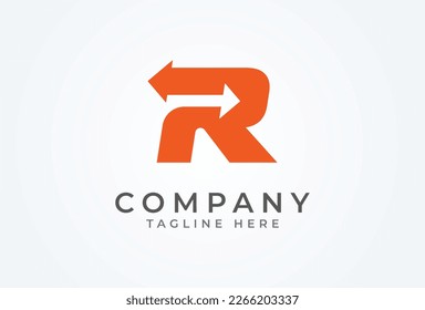 Initial R  Logo. letter R with two arrow inside, Usable for Business, Trading and logistic Logos, Flat Vector Logo Design Template, vector illustration