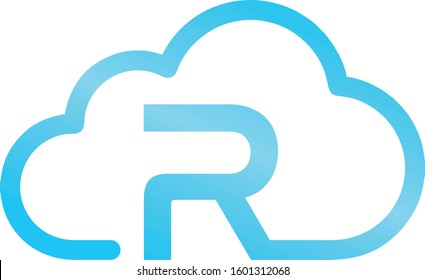 initial R logo mark with cloud