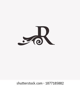 logotipo R inicial con adorno